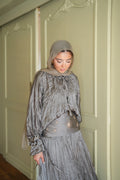 Soft Tie Satin Blouse In Silver grey