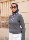 Grey x Pink Ribbed Top