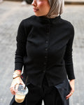 Ribbed Cardigan in Black