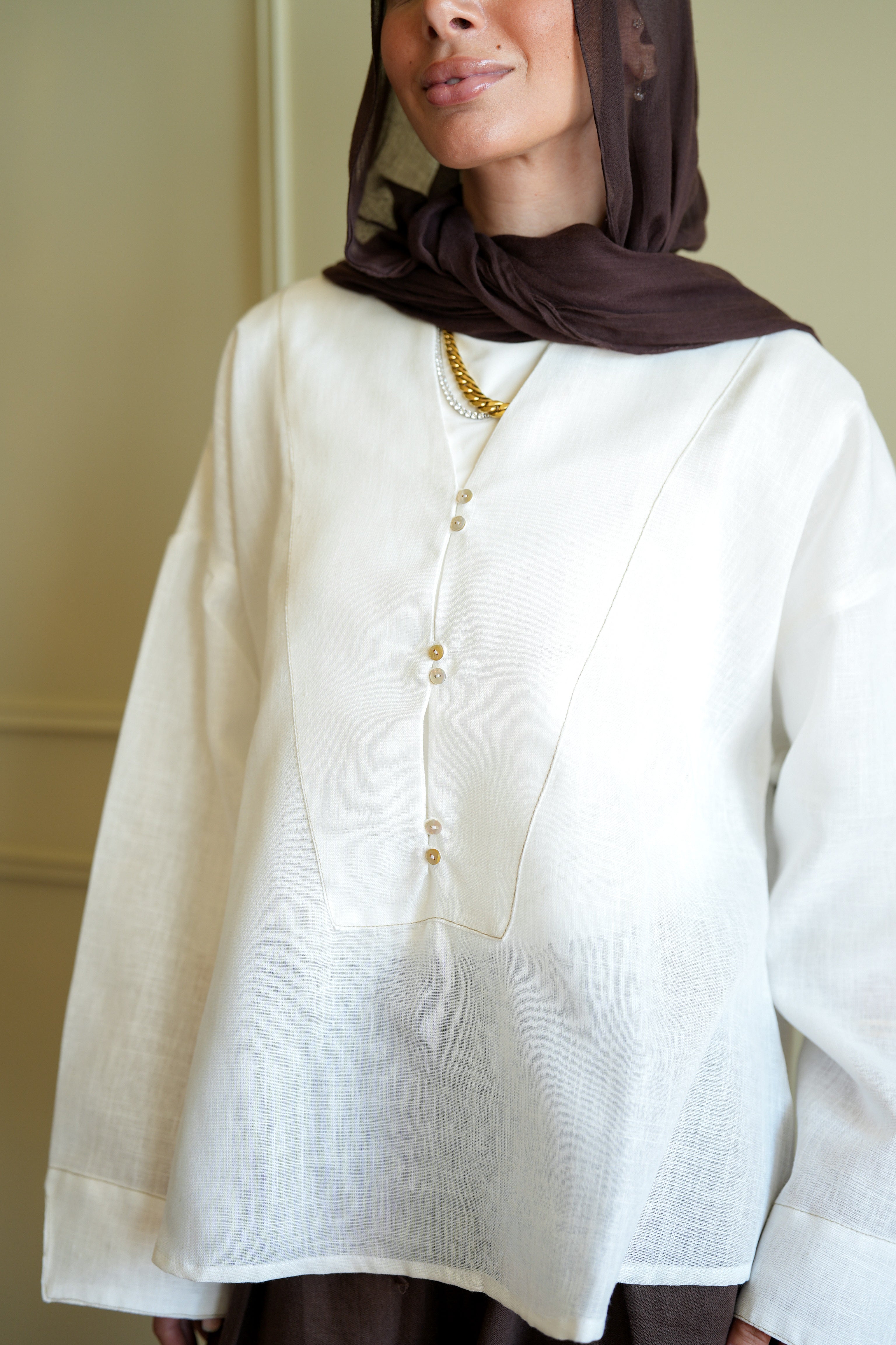White Pure Linen Blouse