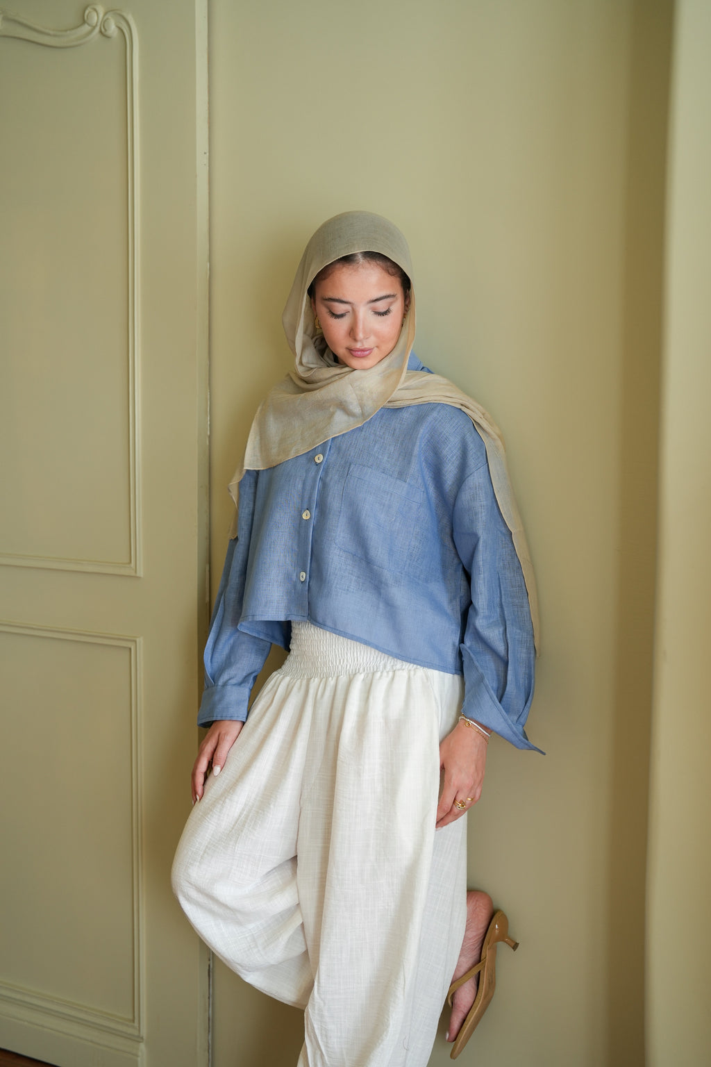 White Smocked Ballon Pants