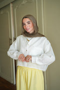 Cropped Pure Linen Shirt in White