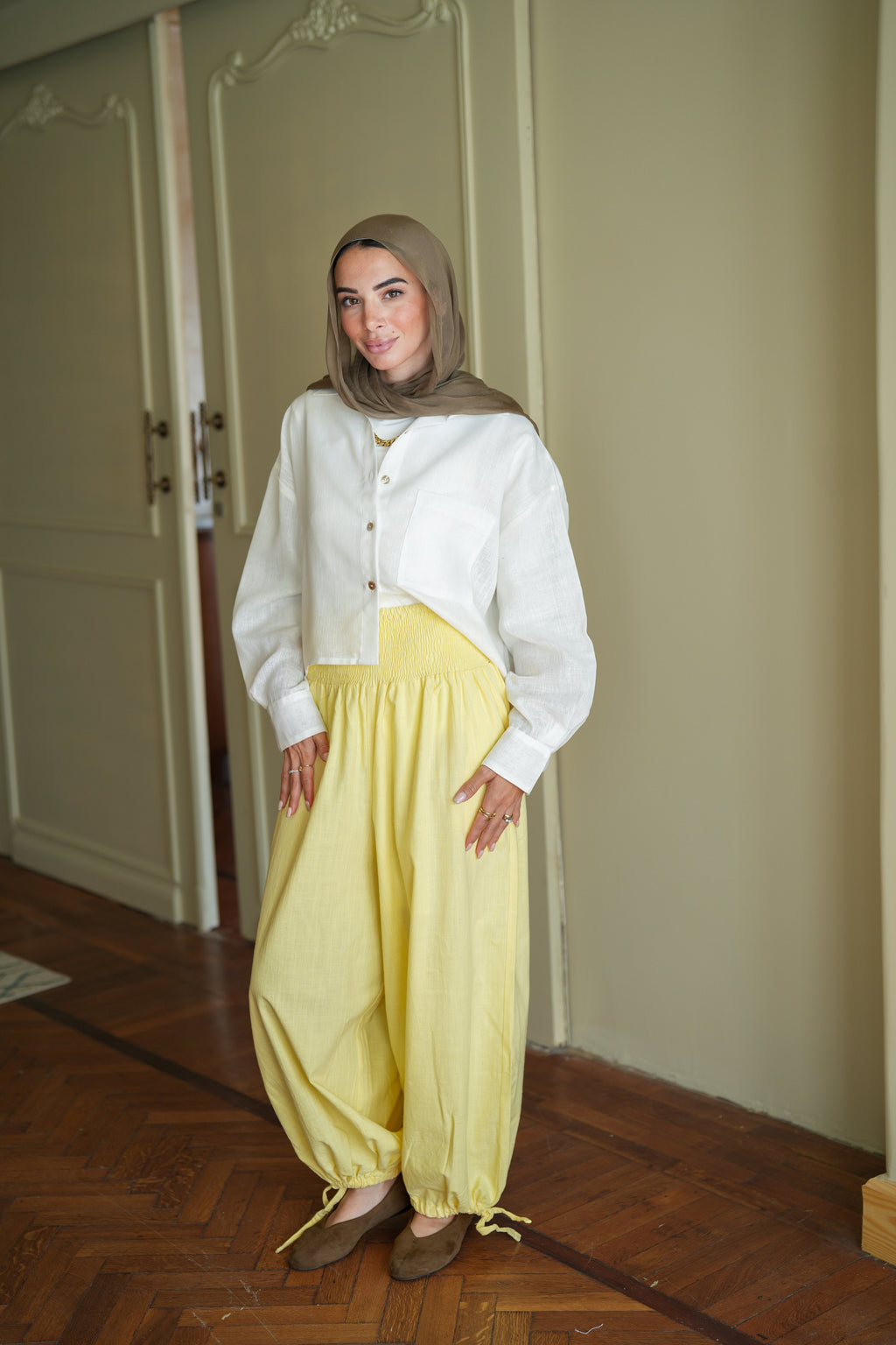 Butter Yellow Smocked Ballon Pants