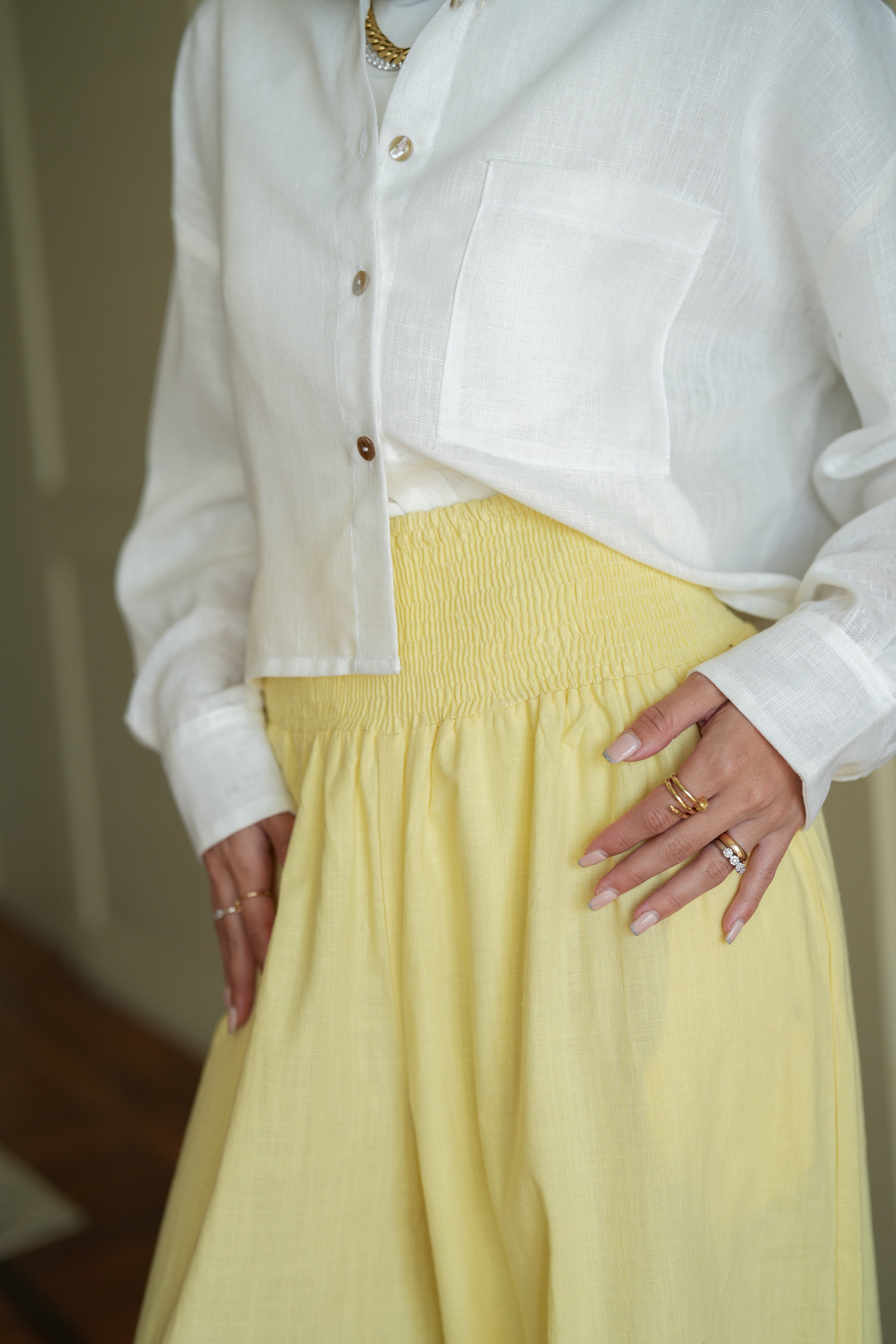 Butter Yellow Smocked Ballon Pants