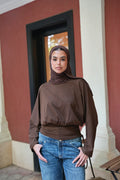 Upside-Down Basic Top in Brown