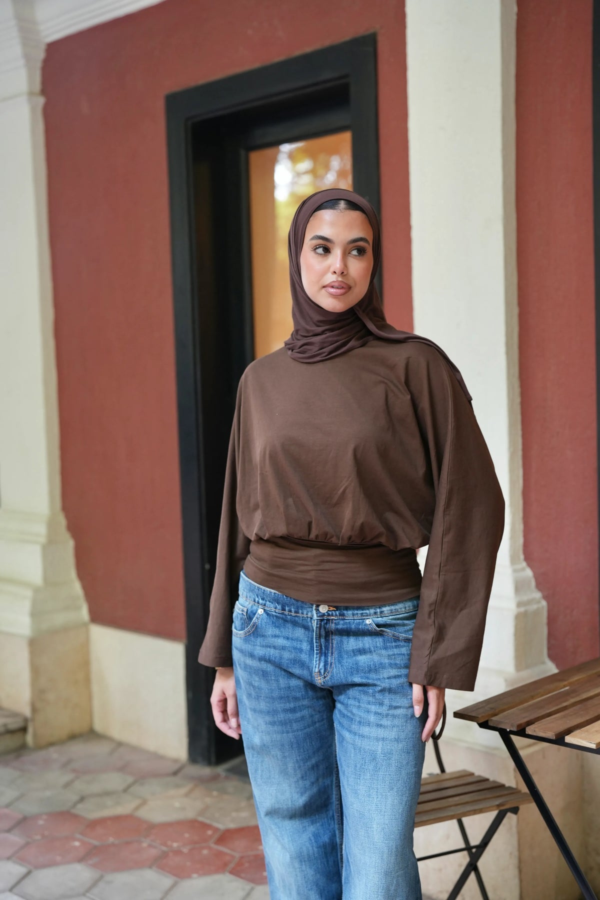 Upside-Down Basic Top in Brown