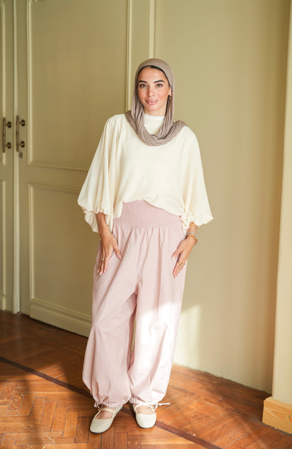 Pink Smocked Ballon Pants
