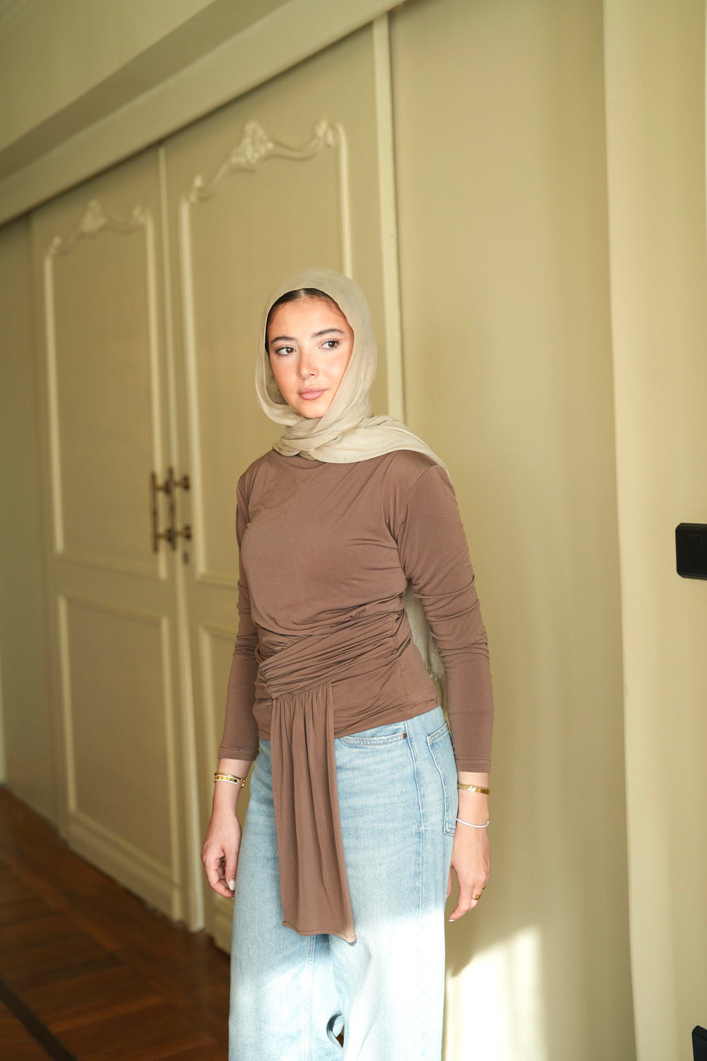 Mocha Draped Top