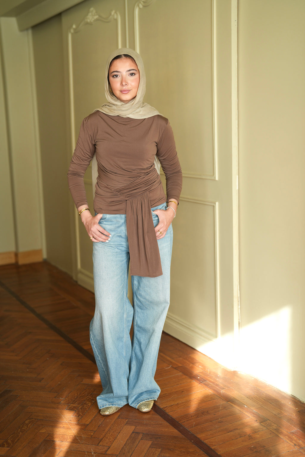 Mocha Draped Top