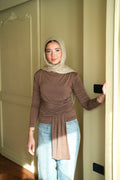 Mocha Draped Top