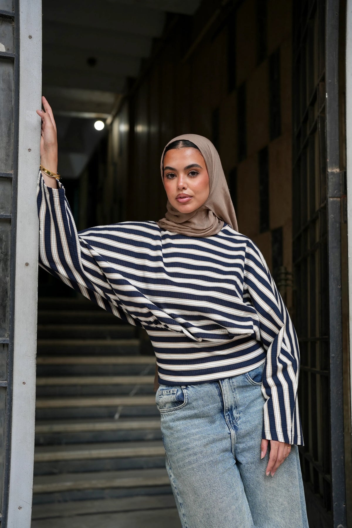 Navy Stripped Upside-Down Top