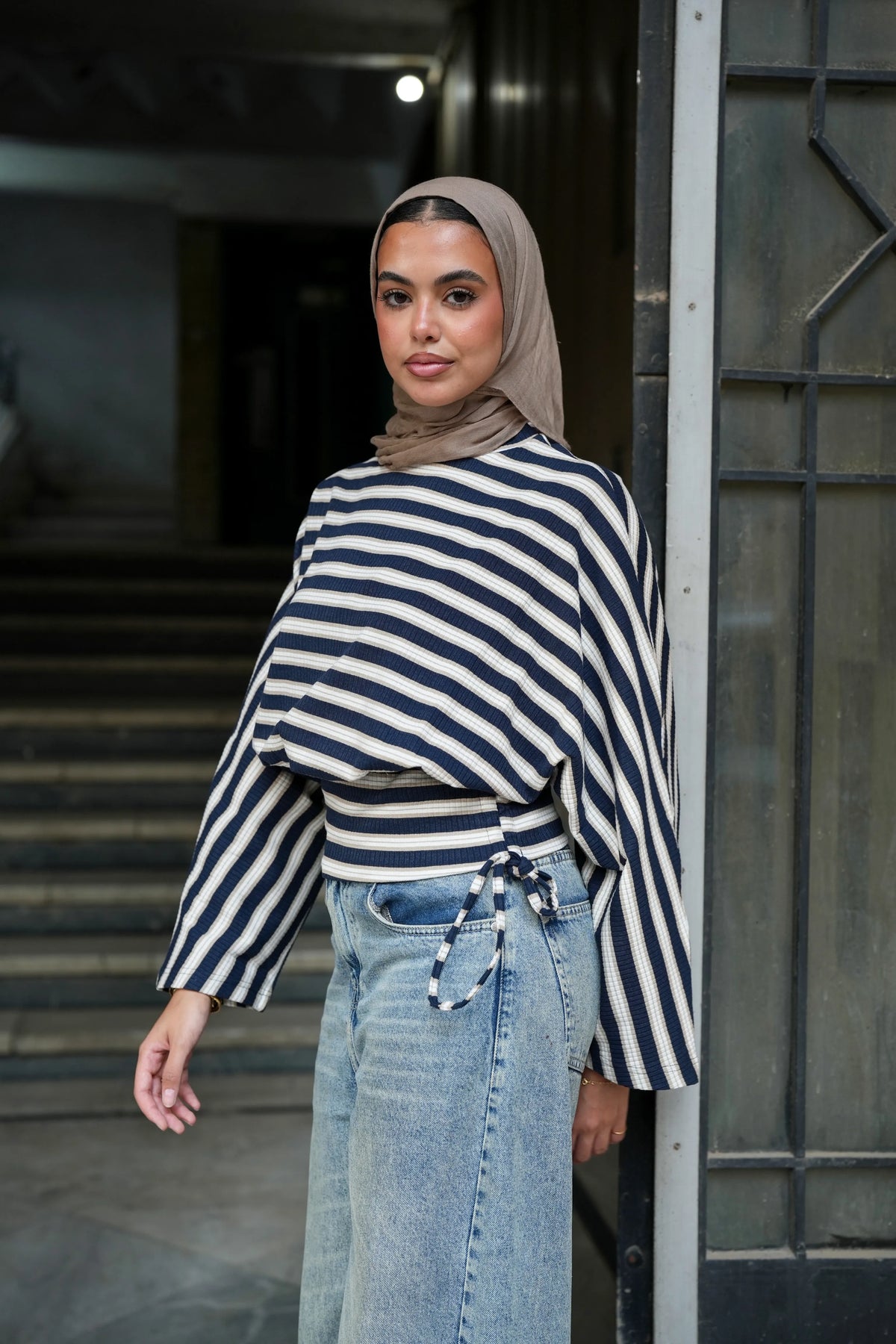 Navy Stripped Upside-Down Top