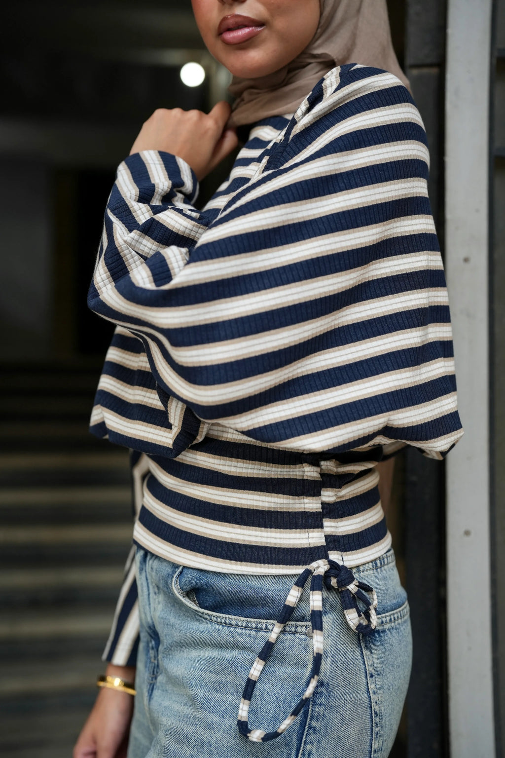 Navy Stripped Upside-Down Top