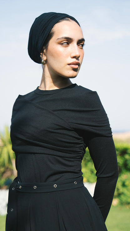 Twist Draped Top in Black