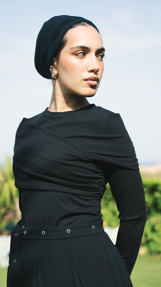Twist Draped Top in Black