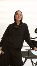 The Luxe Zip Hoodie in Black