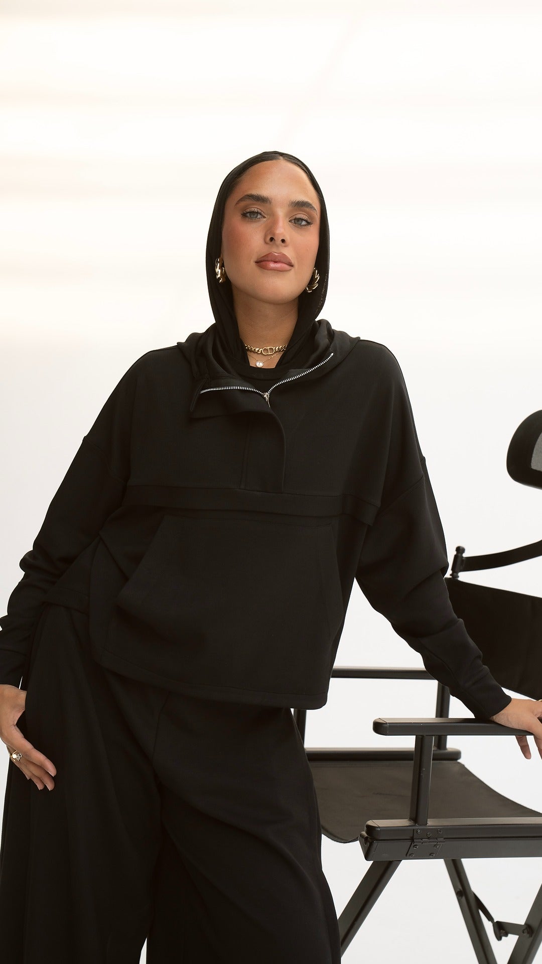 The Luxe Zip Hoodie in Black