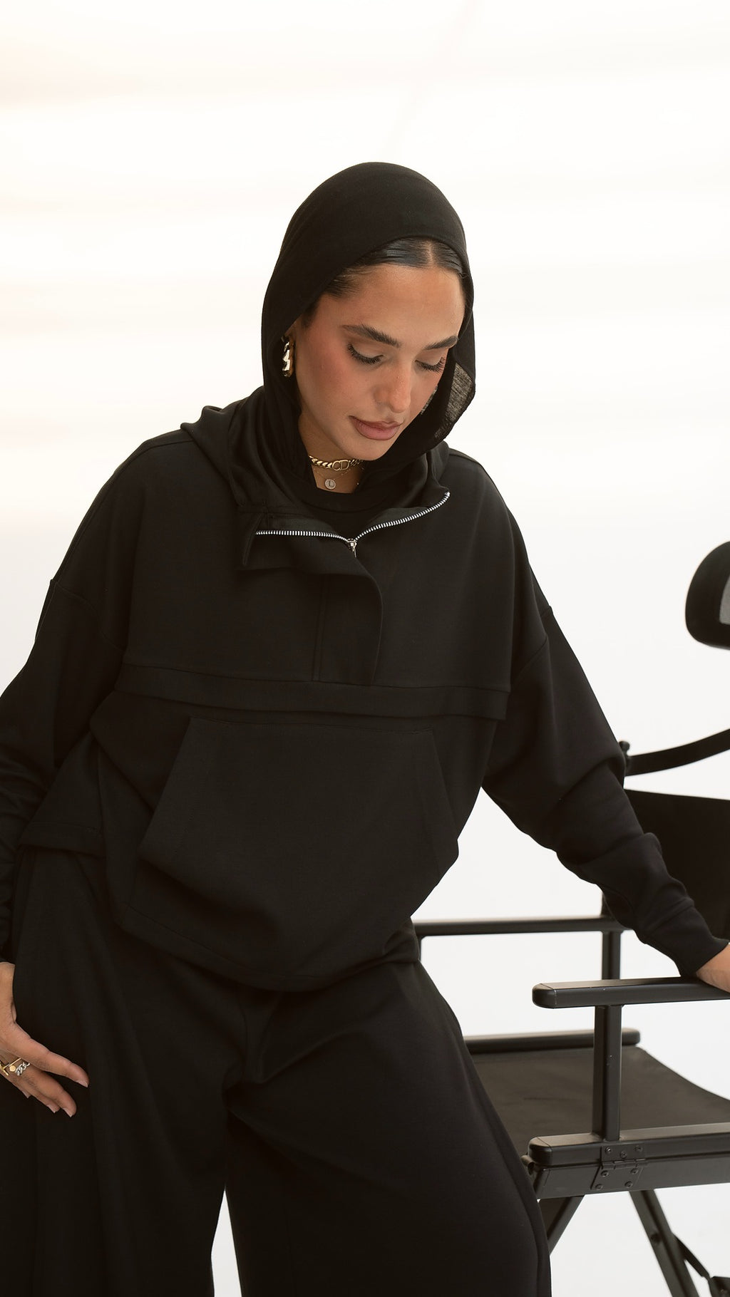 The Luxe Zip Hoodie in Black
