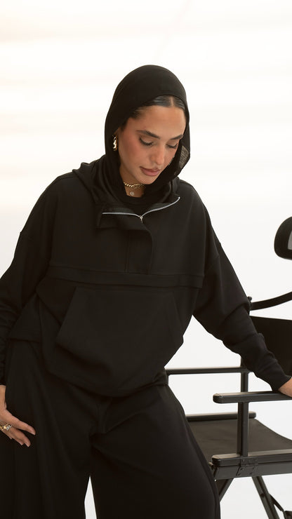 The Luxe Zip Hoodie in Black