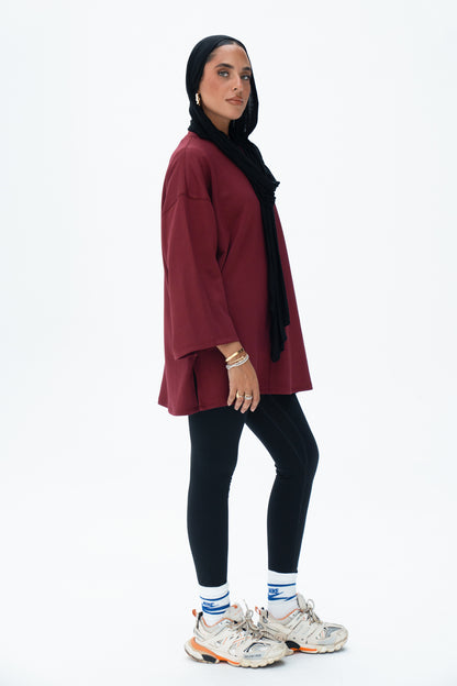 The Everyday Flow Top in Burgundy