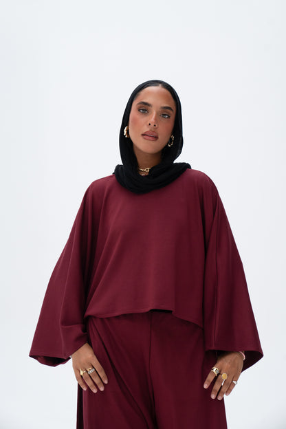 Soft Cloud Top in Burgundy