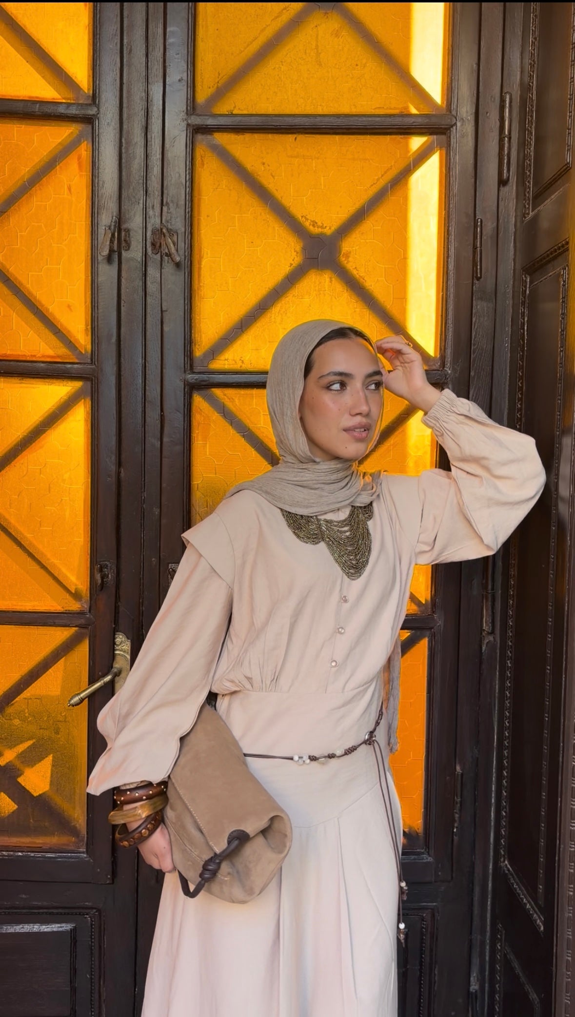 Beige Muse Structured Dress