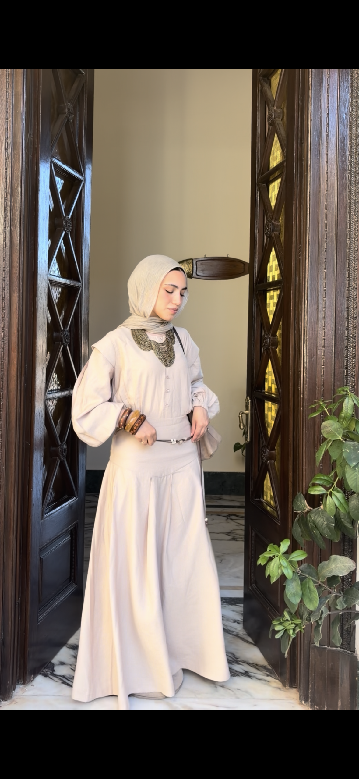 Beige Muse Structured Dress
