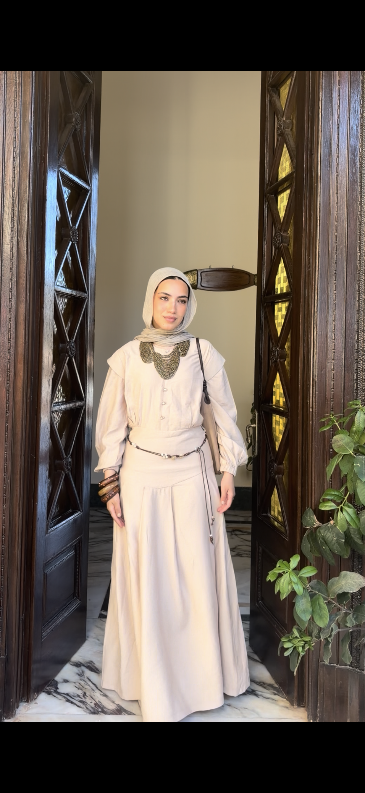 Beige Muse Structured Dress