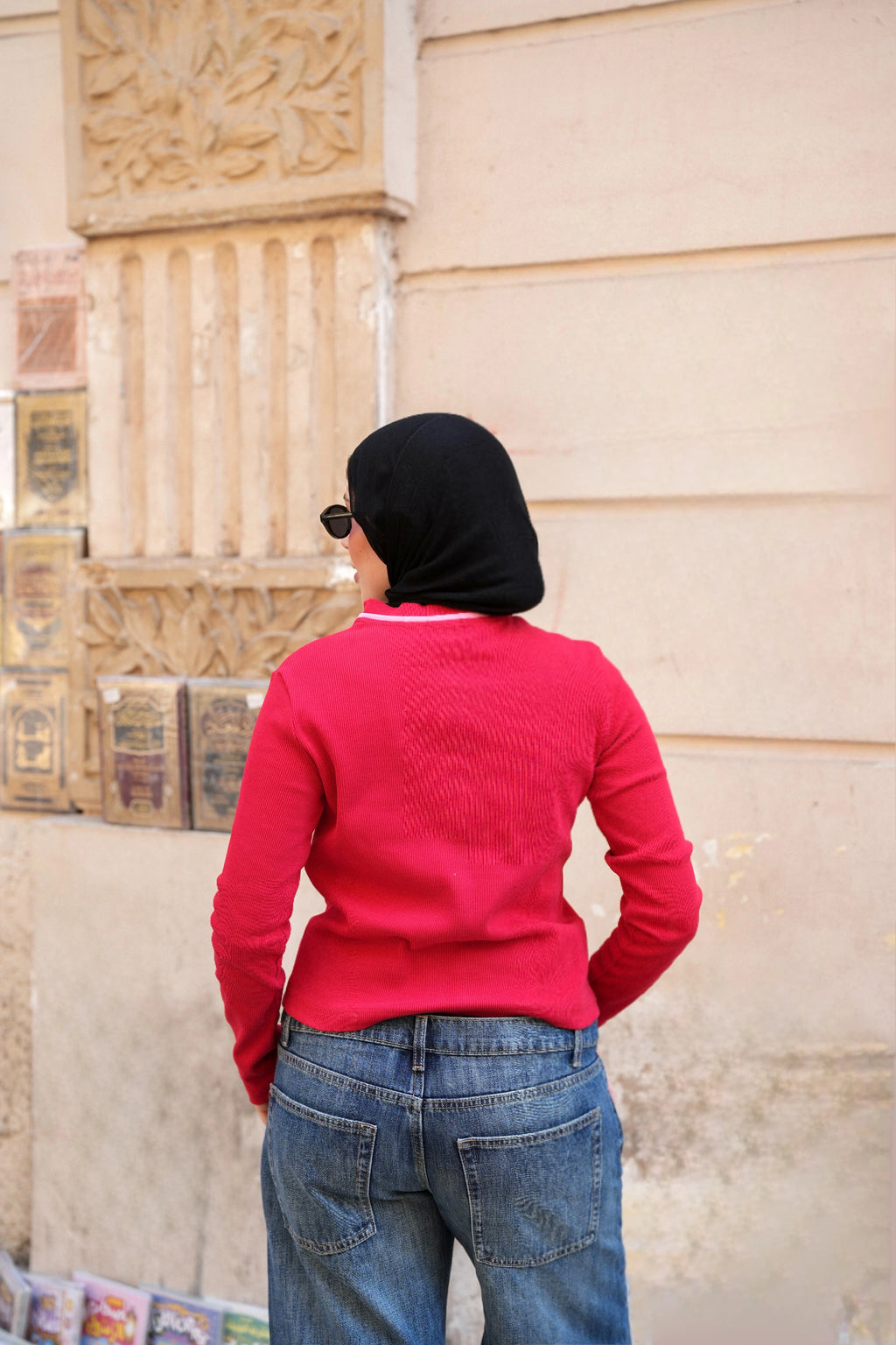 Red x Pink Ribbed Top
