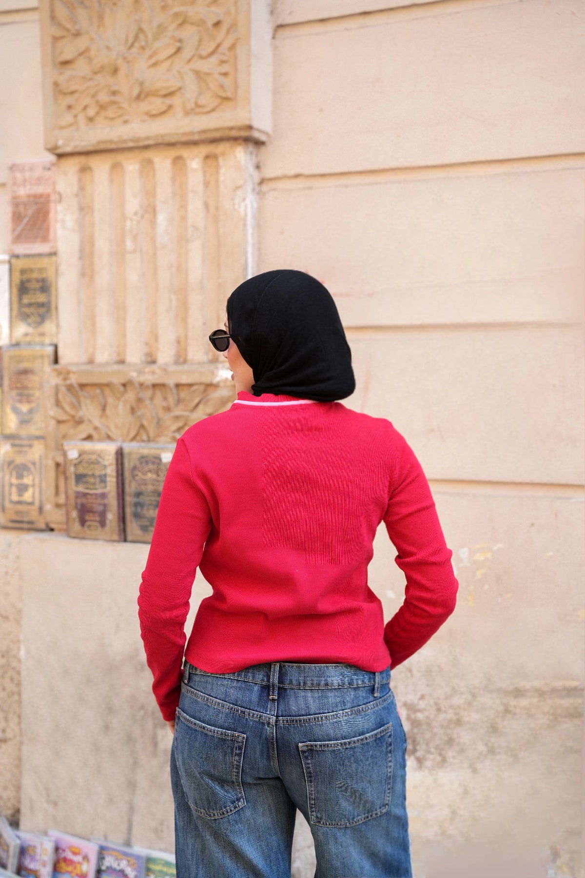 Red x Pink Ribbed Top