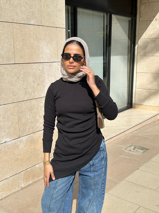 Asymmetric Tunic in Black