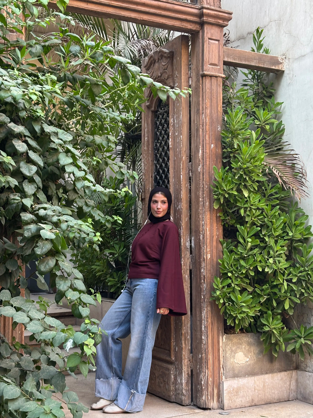 Burgundy Buttoned Top