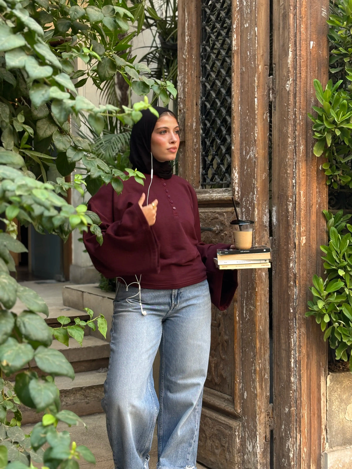 Burgundy Buttoned Top