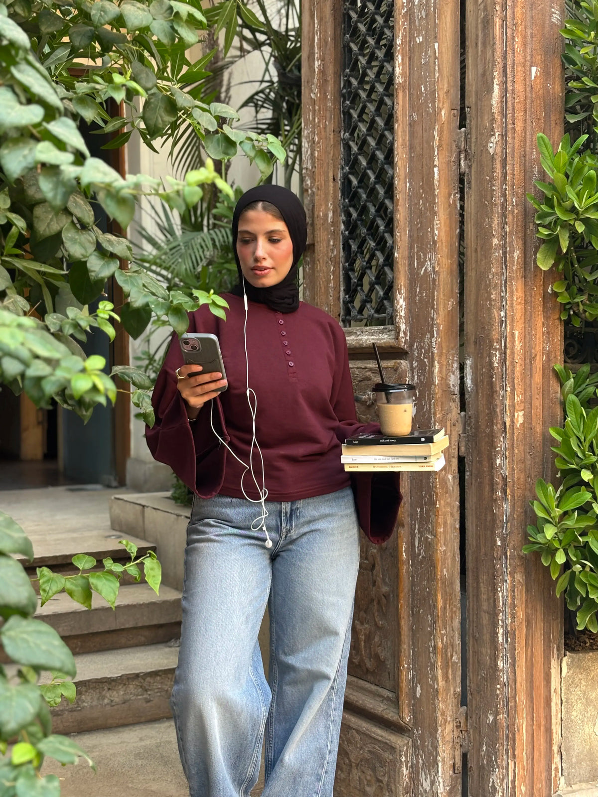 Burgundy Buttoned Top