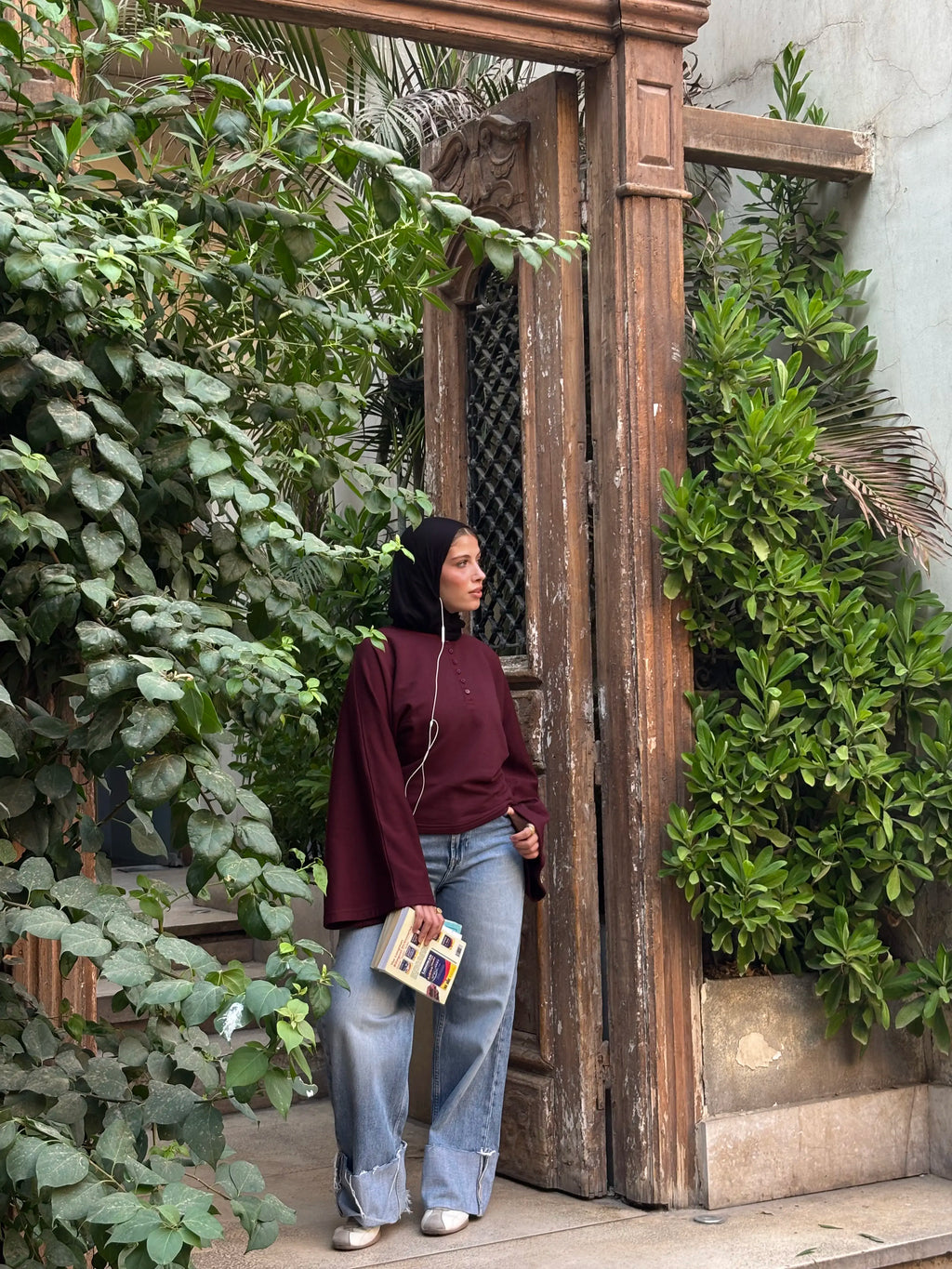 Burgundy Buttoned Top
