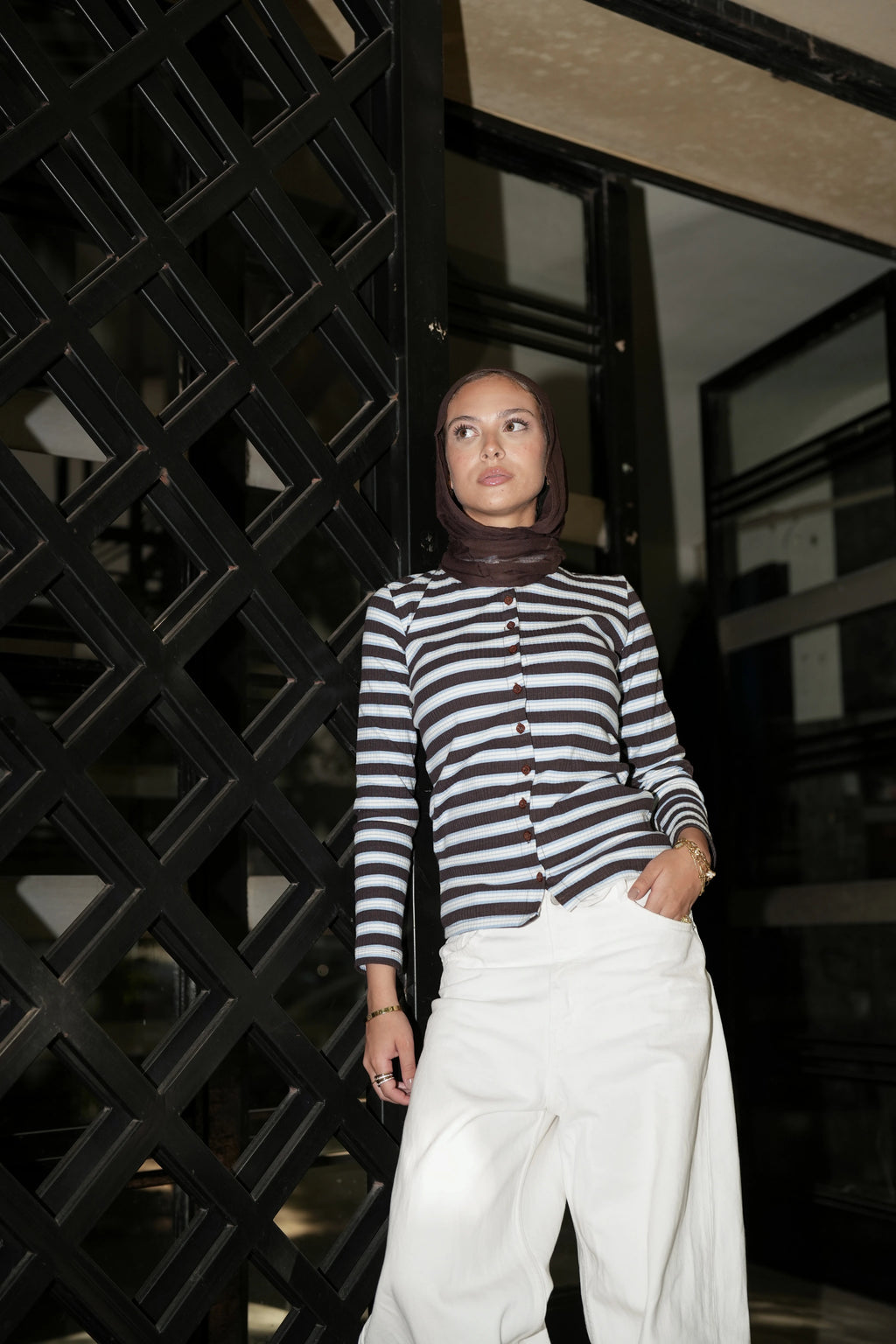 Brown Striped Cardigan