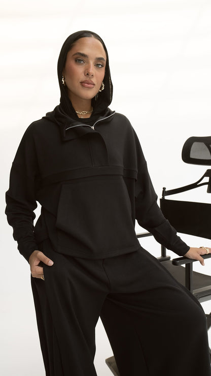 The Luxe Zip Hoodie in Black