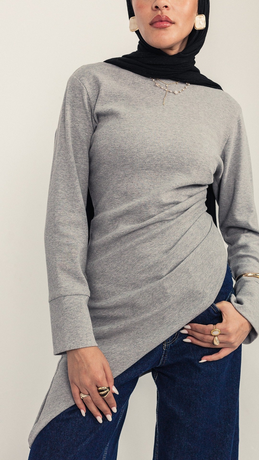 Asymmetric Tunic in Grey