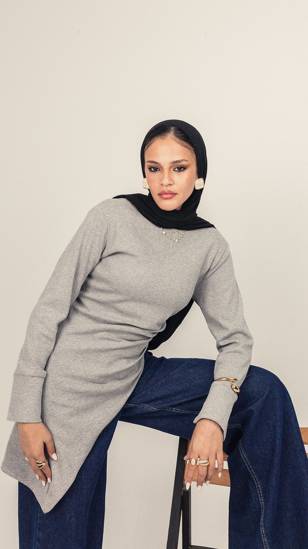 Asymmetric Tunic in Grey