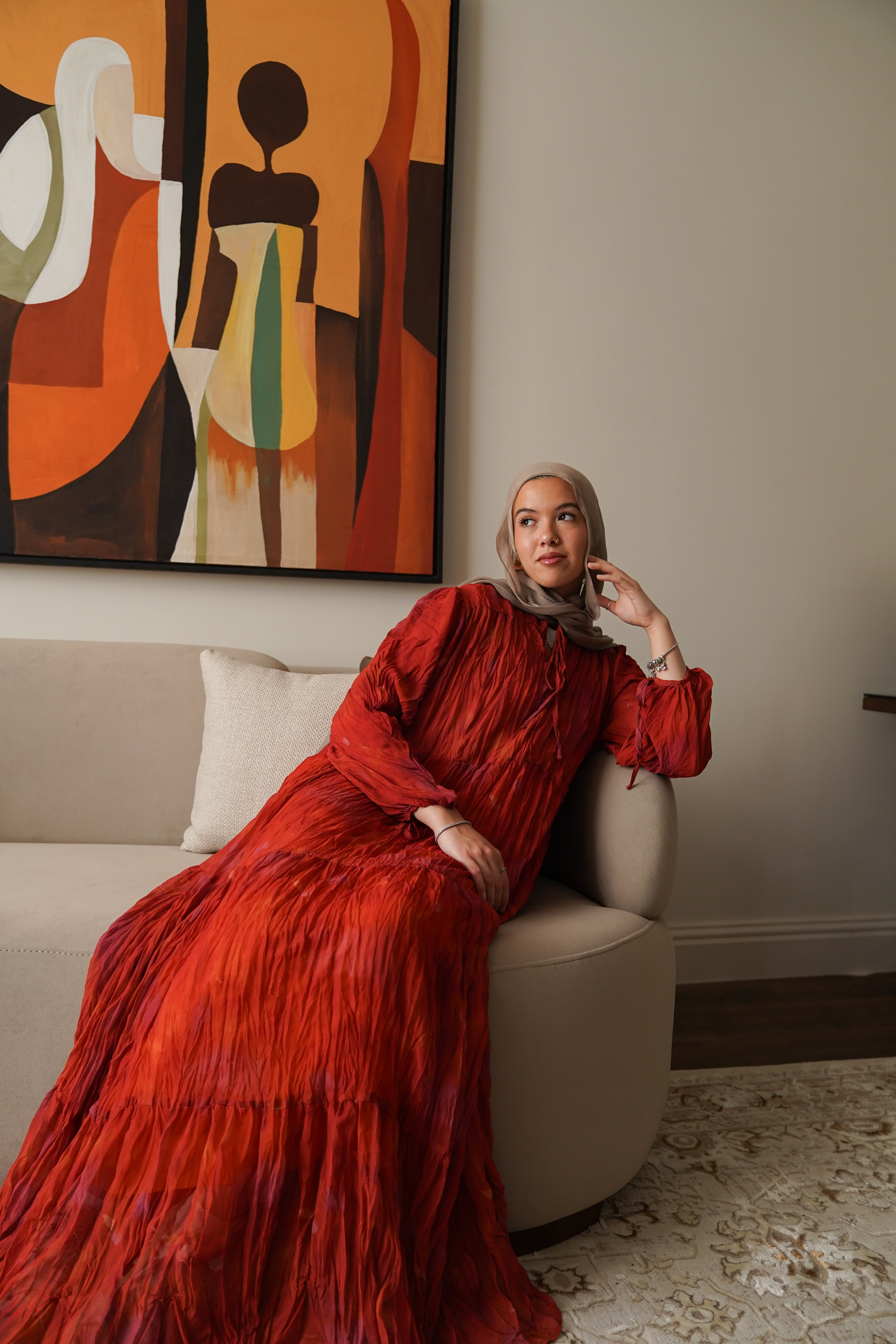 Red Flow Tiered Dress