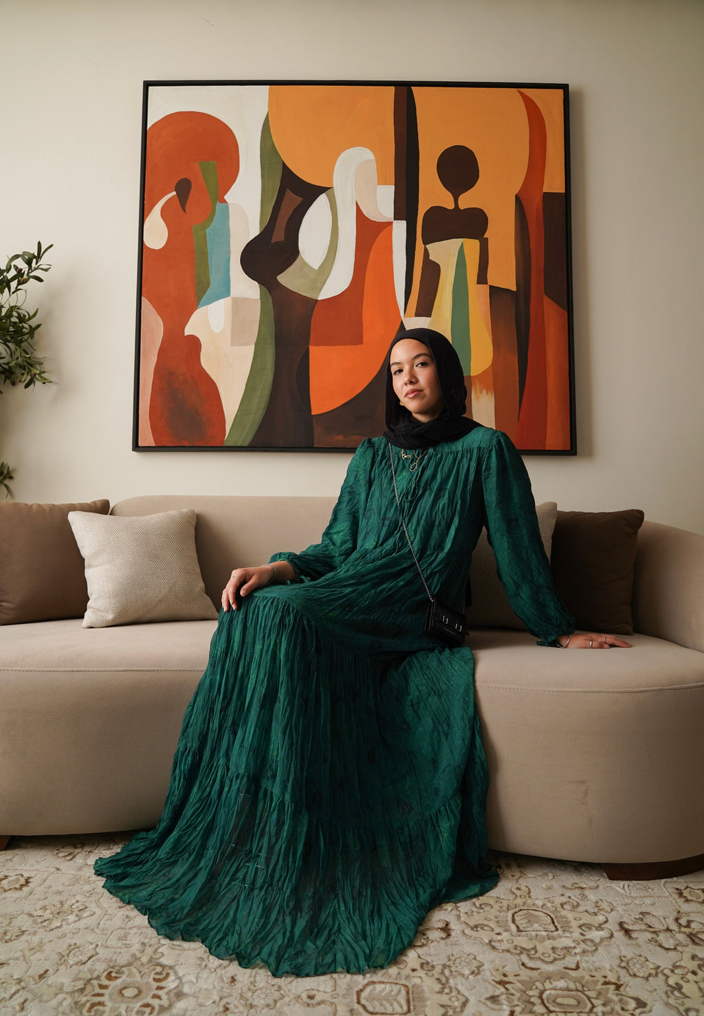 Green Flow Tiered Dress