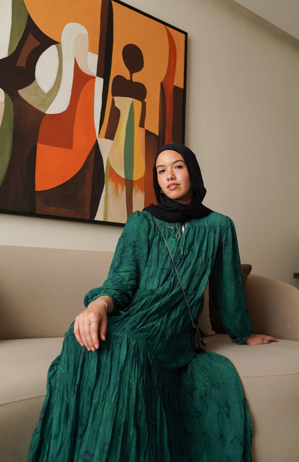 Green Flow Tiered Dress