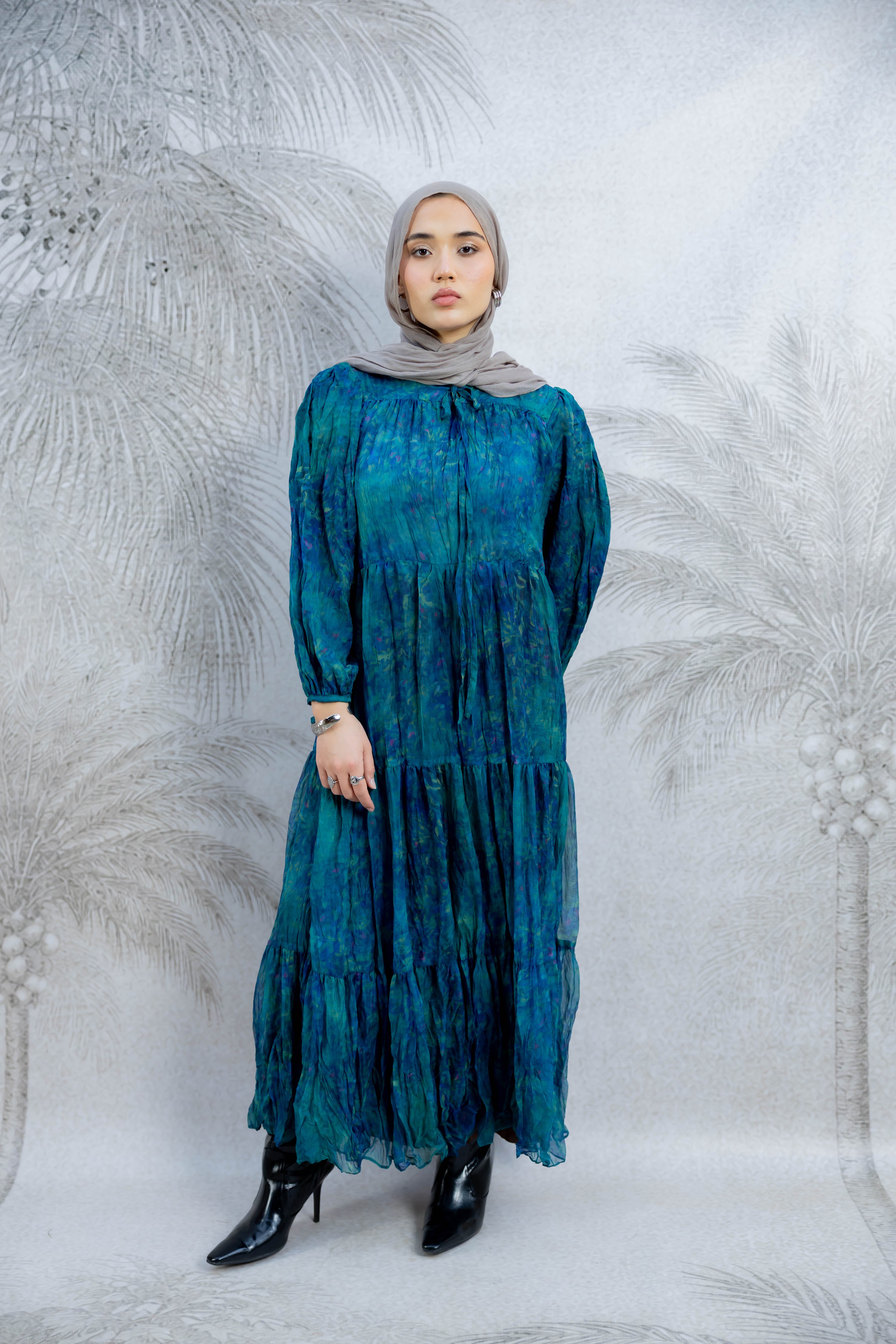 Emerald Flow Tiered Dress