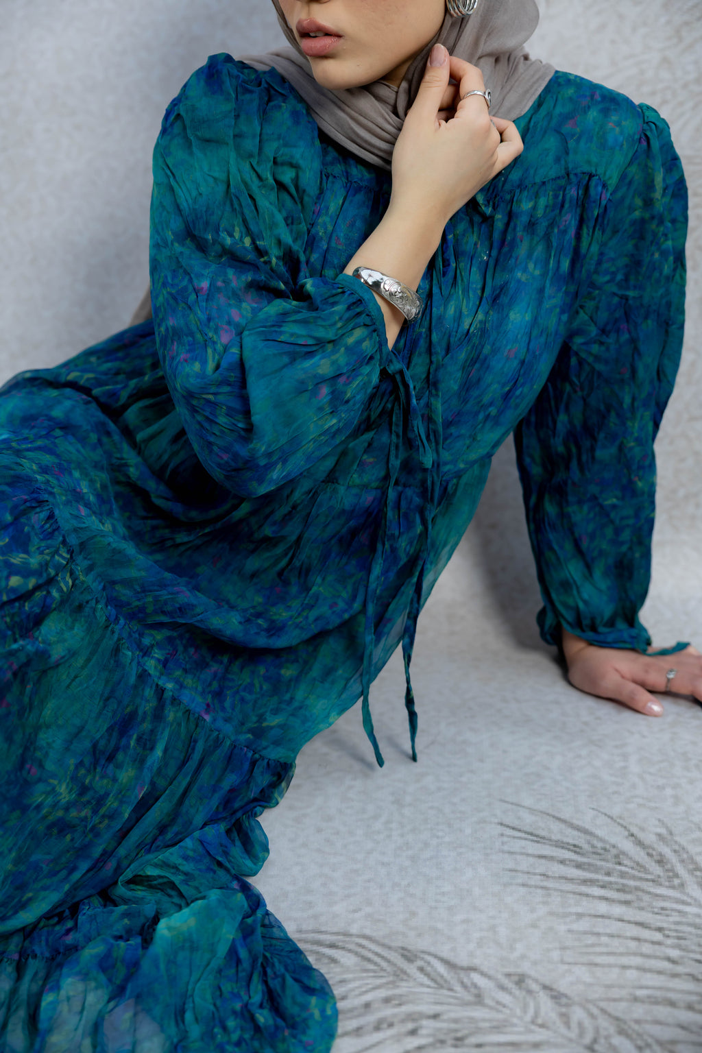 Emerald Flow Tiered Dress