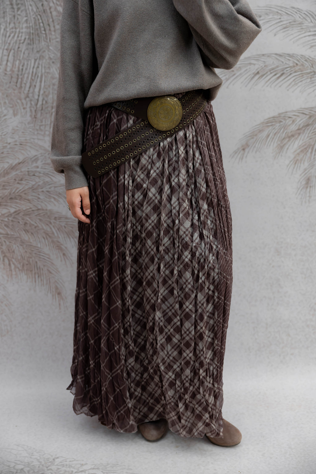 Brownish Crushed Skirt