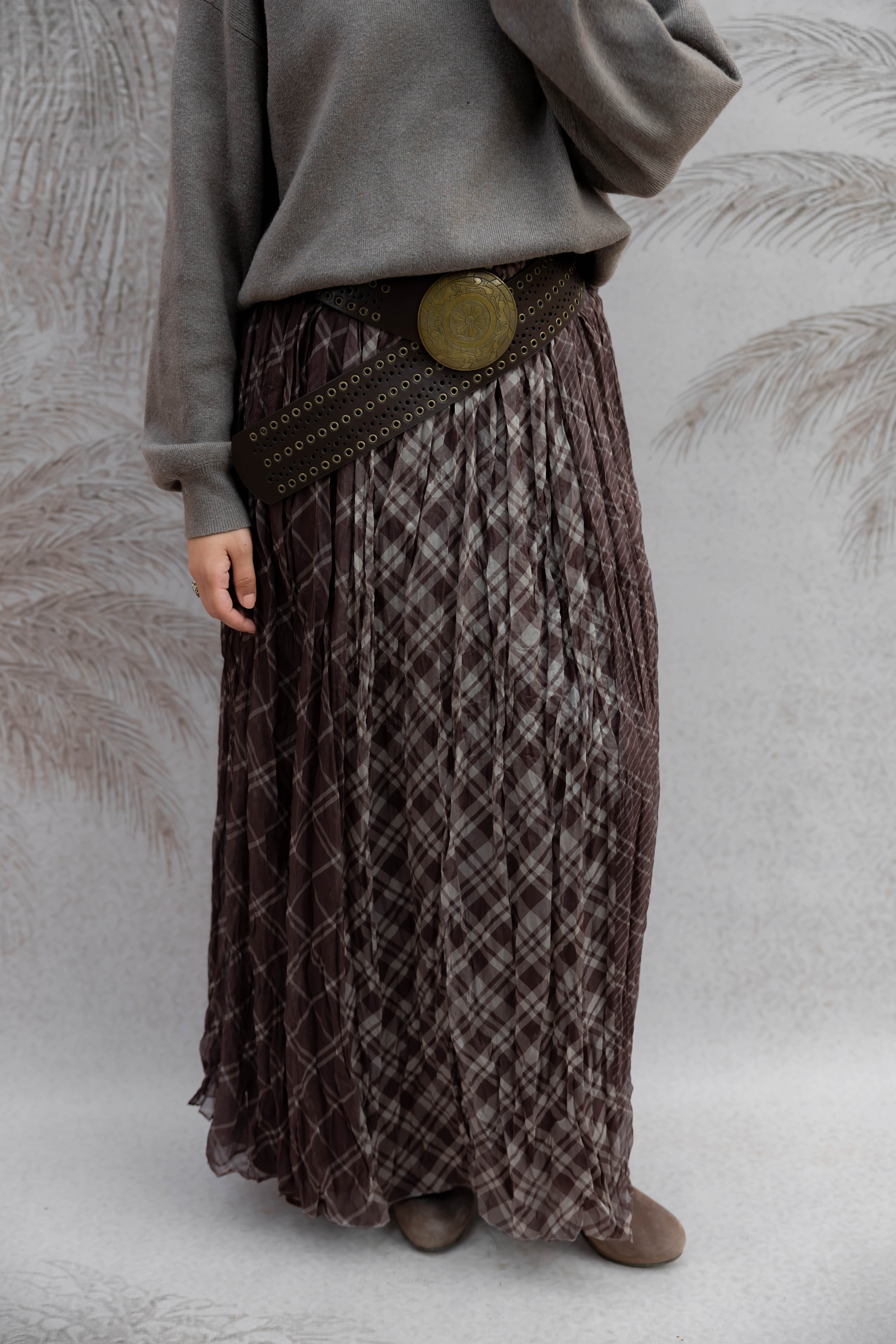 Brownish Crushed Skirt