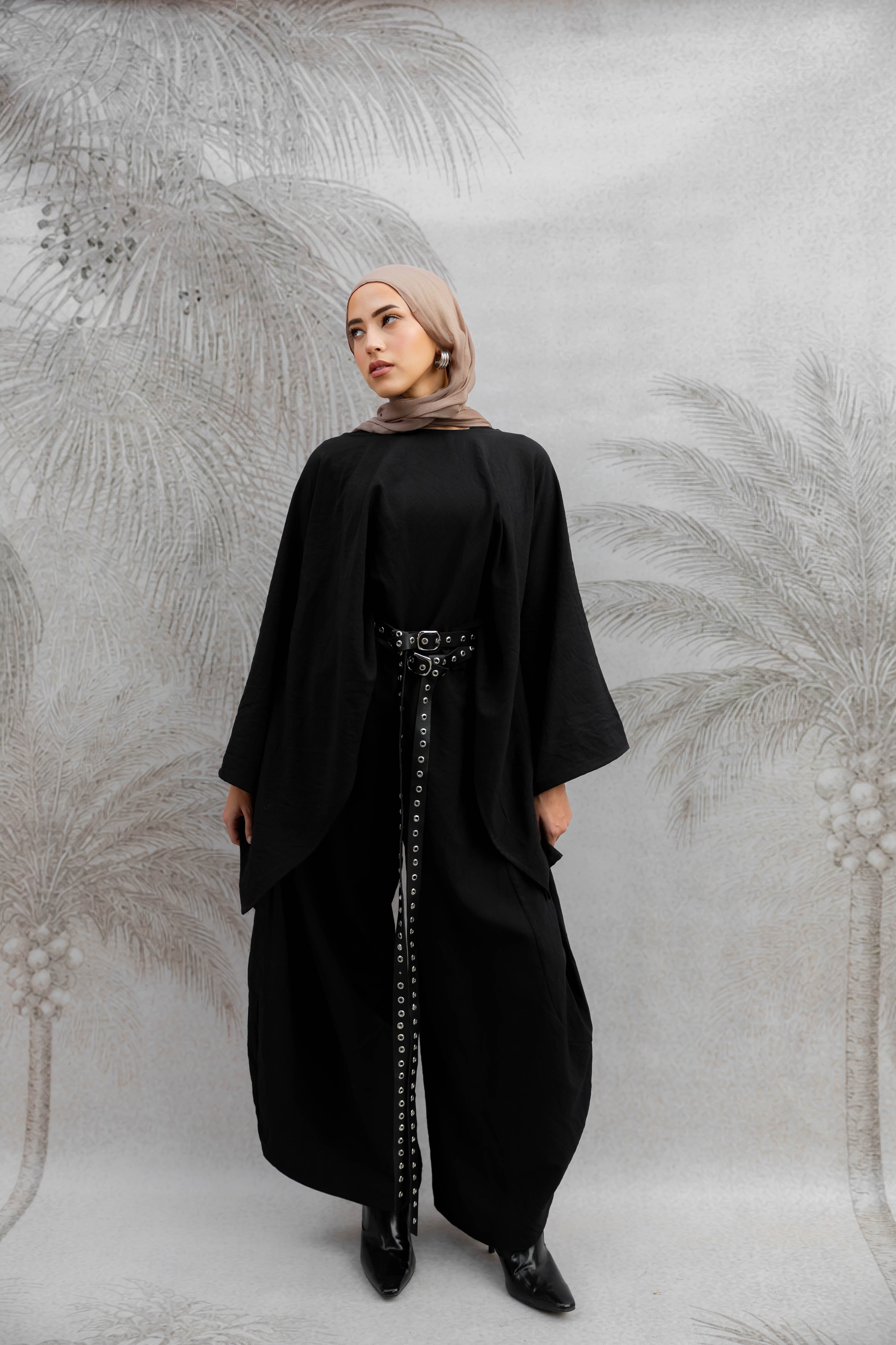 Black Ballon Pants with Leather Belt