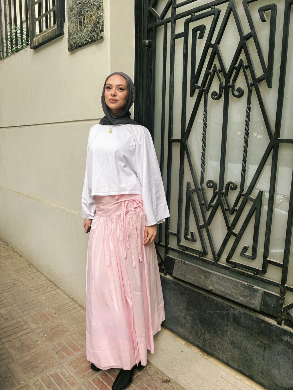 Pink Poplin Skirt