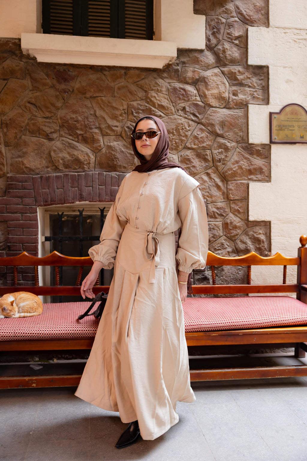 Beige Muse Structured Dress