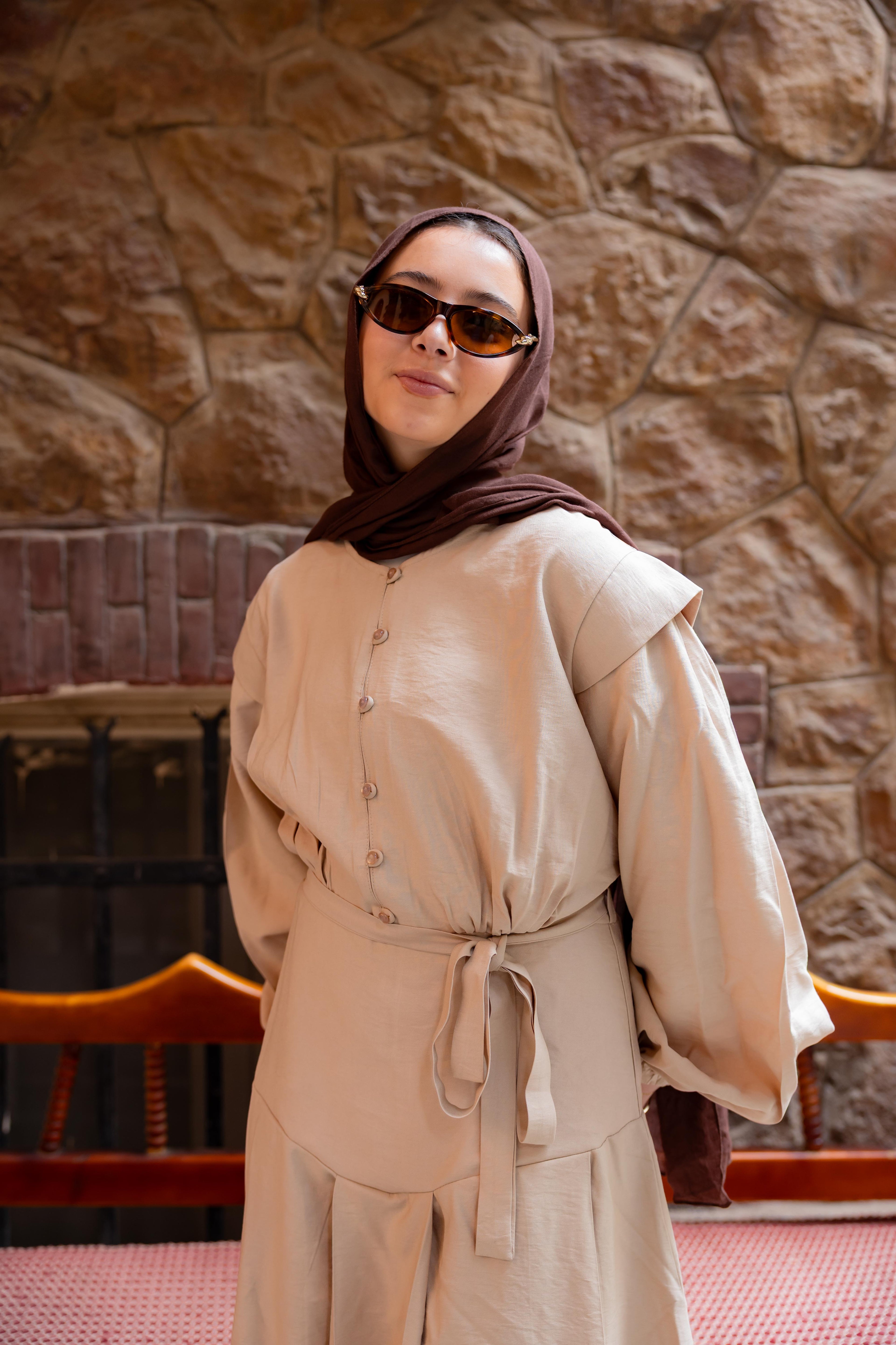 Beige Muse Structured Dress